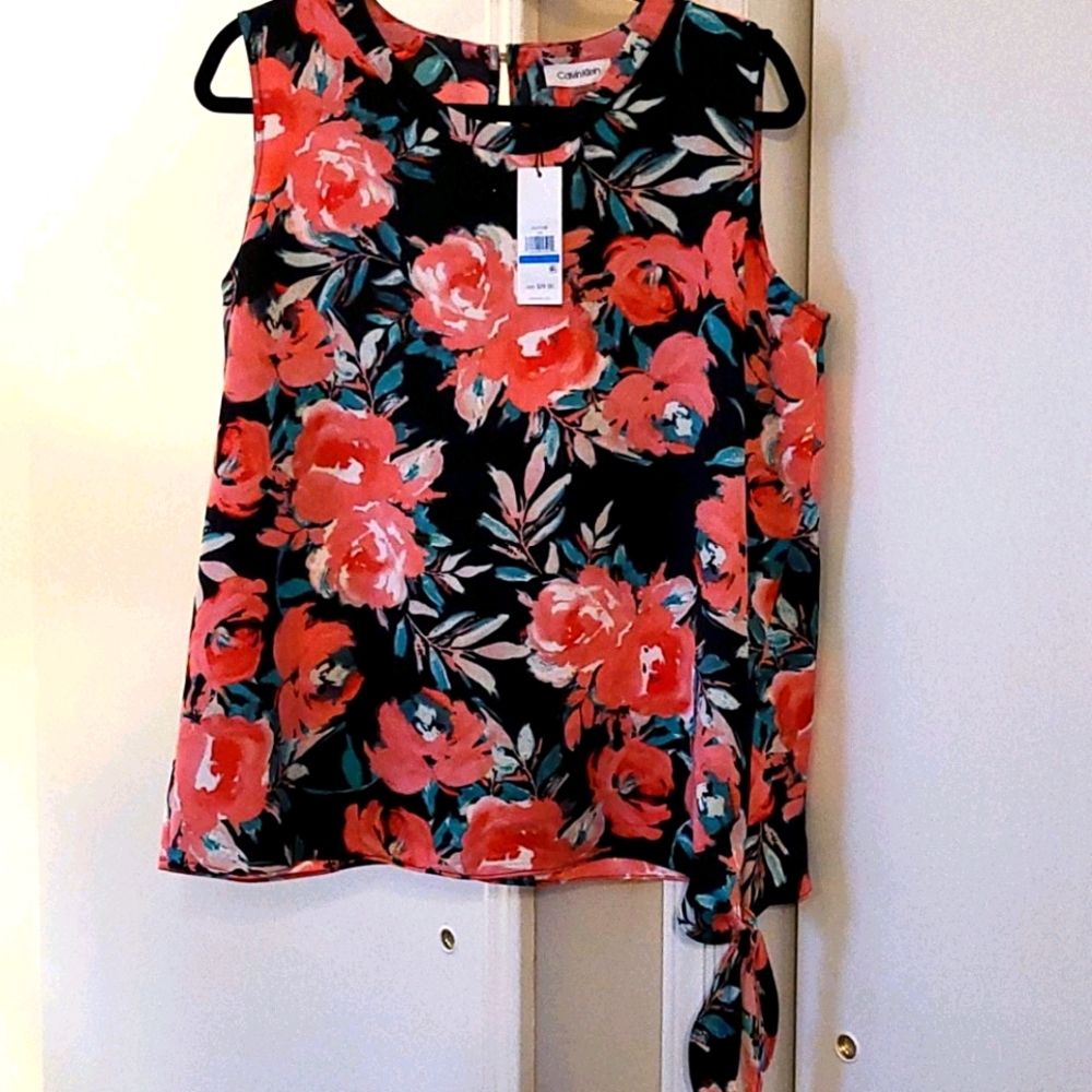 Calvin Klein Blouse w Side Tie